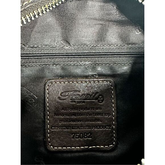 Fossil Sutter Crossbody Handbag Bronze Brown Leather Zip Top Shoulder Bag Purse - Picture 8 of 11